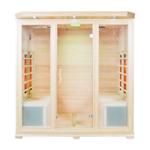 4-Person Indoor Infrared Sauna Room Low EMF Hemlock <b>Wood</b> Capsule with Spruce for Relaxation and Wellness - Product Image 1