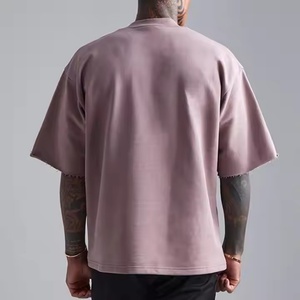 T-shirt pour homme en coton, épaules tombantes, vêtements de sport, logo personnalisé de qualité, t-shirt uni pour homme - Product Image 5