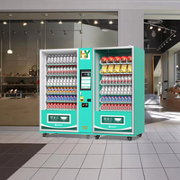 Distributeur automatique double grande capacité, distributeur automatique de boissons et d'aliments en libre-service avec paiement par pièces/jetons/espèces