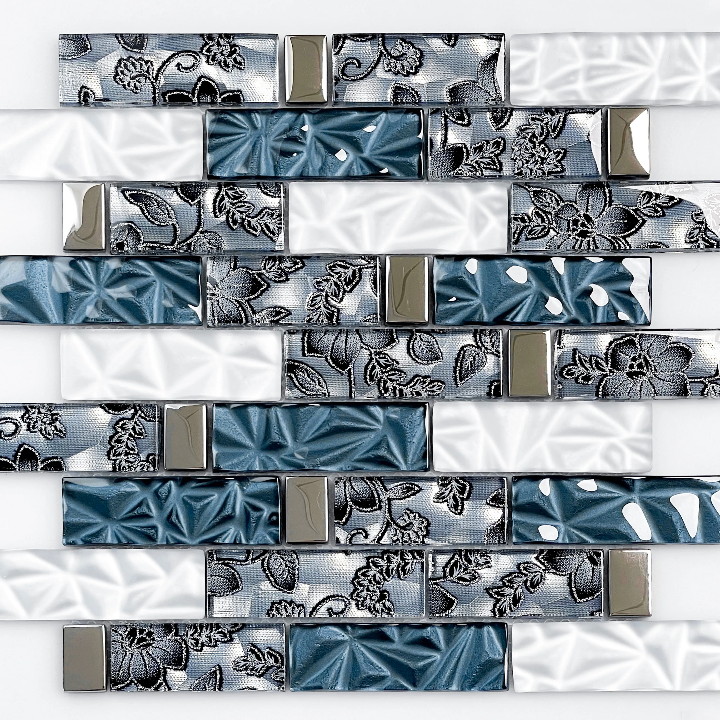 Yeni varış mavi 300x300mm mutfak duvar karosu moda tasarım kristal cam mozaik çini