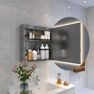 Espejo Led ovalado de estilo europeo para baño, cristal redondo con borde esmerilado, atenuación continua, para habitación inteligente