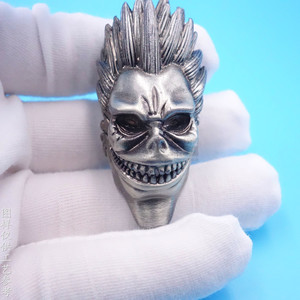 Mask <b>Ring</b> Antique Silver <b>Skull</b> Design Geometric Shape Fashion Jewelry Gift - Product Image 1