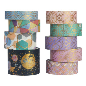 Foreign Trade Source Geometric <b>Washi</b> <b>Tape</b> 9 Rolls Hot Stamping Journal Decoration Craft Supplies - Product Image 5