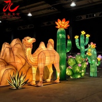 Lanterne géante LED motif chameau et cactus du désert, fabriquée à la main à Zigong, étanche, pour la décoration de scènes d' oasis et d'attractions touristiques