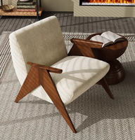 Fauteuil en bois massif style Wabi-Sabi, vintage, nostalgique, italien, espagnol, minimaliste, pour salon, chambre à coucher