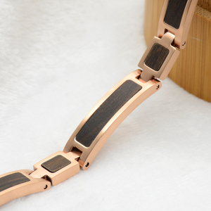 Braccialetto personalizzato in acciaio e legno placcato oro rosa in acciaio e legno di lusso per ragazze di moda <span class=keywords><strong>set</strong></span> regalo di nozze per le donne - Product Image 4