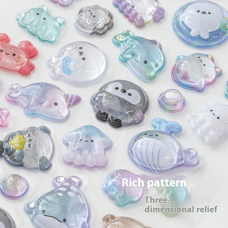 Cute 3D Embossed UV Printed Nail Stickers DIY Decorative Phone Case Journal Stickers for Girls for Promotional Gifts