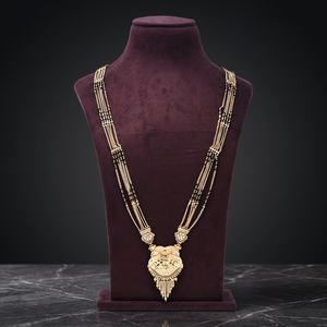 Traditional Gold Pendant Mangalsutra, Gold Plated Brass Mangalsutra, Indian Jewelry Mangalsutra, <b>Black</b> Beads Gold Mangalsutra. - Product Image 1