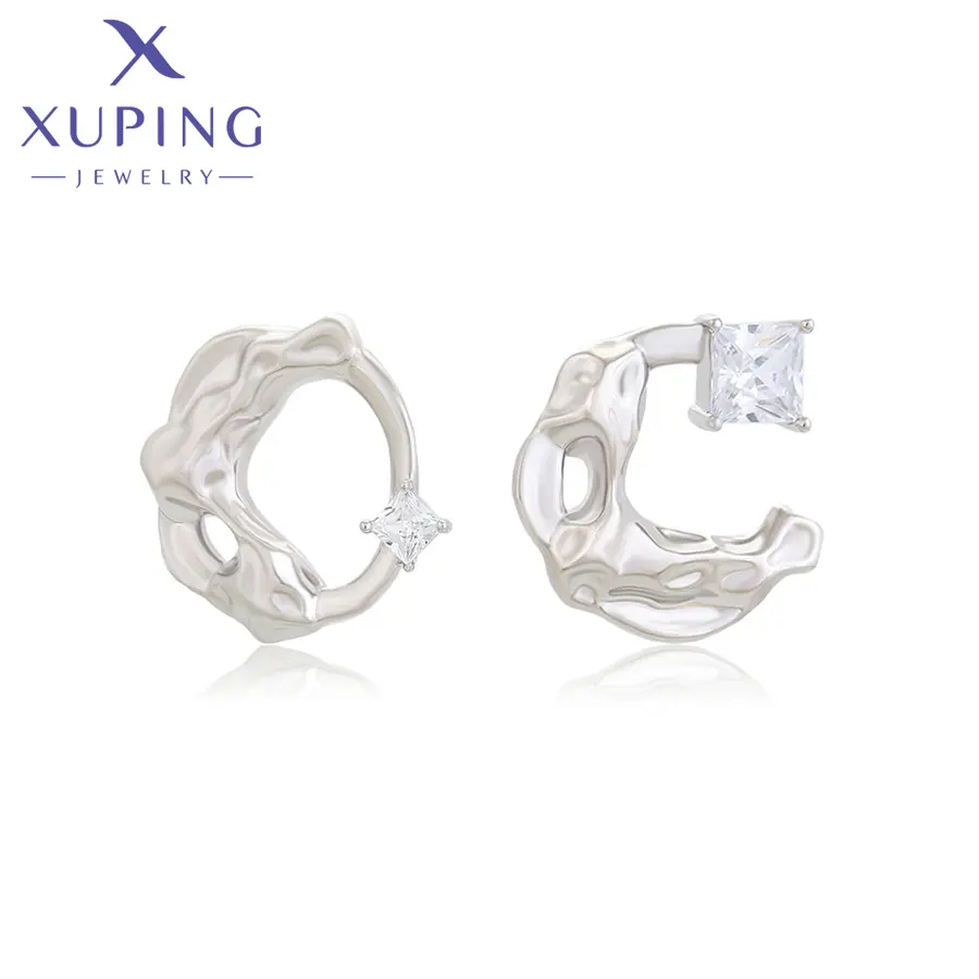14 e2361601 gioielli XUPING semplici gioielli in rame placcato oro platino gioielli alla moda asimmetrici orecchini con zircone gioielli