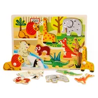 Di legno Animale di Puzzle Mini Puzzle Primi Giocattoli Educativi per I Più Piccoli e Bambini 3,4 Anni I Ragazzi e Le Ragazze