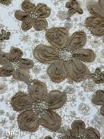 Tissu en dentelle française perlée à la main, maille élégante de haute qualité, avec sequins et fleurs colorées, idéal pour mariages et soirées – Vente chaude