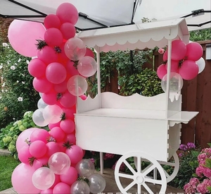 Stand d'exposition de fleurs pliable en bois roues fêtes décoration fête d'anniversaire mobile dessert gâteau blanc acrylique chariot à bonbons - Product Image 3