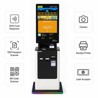Kiosque de paiement automatique à écran tactile de 27 à 32 pouces pour l'enregistrement en libre-service dans les hôtels, avec lecteur de QR code, de passeport et de billets, et intégration PMS SDK