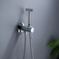 Ensemble de douche bidet en laiton doré brossé avec pulvérisateur hygiénique à main, kit de robinetterie de toilette bidet rond pour salle de bain moderne