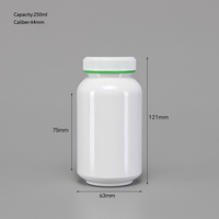 Vente en gros de flacons à pilules en plastique HDPE blanc/bleu de 250 ml avec bouchon de sécurité pour enfants
