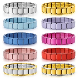 Bracelet modulaire italien en acier inoxydable de 13 mm de large avec fermoir magnétique, bracelet de montre élastique, accessoire de bijouterie - Product Image 1