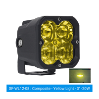 Faro da lavoro a LED da 20W, rotondo da 3 pollici, per fuoristrada, fendinebbia, bianco, giallo, ambra, IP67, 9-36V CC, 12V 24V, per camion, SUV, 4x4, ATV