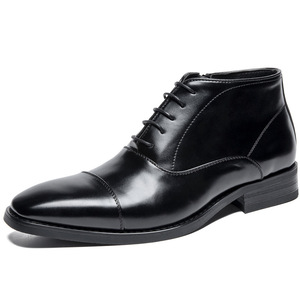 Botas Chukka de Tobillo con Cordones y Punta Puntiaguda de Cuero Genuino para Hombre, Suela de Goma Antideslizante, Zapatos Formales de Negocios - Product Image 3