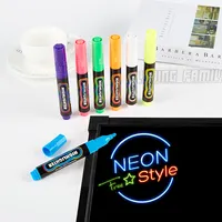 7 색 형광 형광펜 세트 새로운 지울 수있는 재미있는 플랫 형광펜