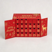Calendario de Adviento Navideño de Doble Puerta al por Mayor - 24 Cajones Magnéticos, Embalaje de Cartón Rígido, Materiales Reciclados Personalizados, Grabado en Relieve