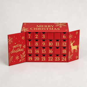 Calendario de Adviento Navideño de Doble Puerta al por Mayor - 24 Cajones Magnéticos, Embalaje de Cartón Rígido, Materiales Reciclados Personalizados, Grabado en Relieve - Product Image 4