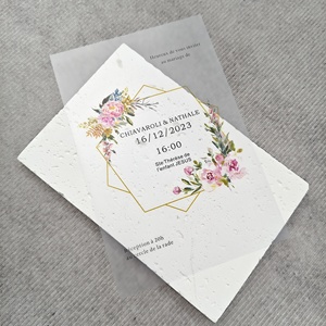 Tarjeta <span class=keywords><strong>de</strong></span> invitación <span class=keywords><strong>de</strong></span> boda <span class=keywords><strong>de</strong></span> lujo acrílica o PVC floral con impresión UV personalizada al por mayor - Product Image 6