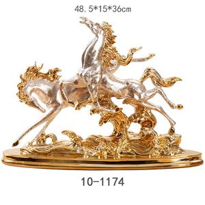 Modern yaşam boyutu reçine altın at heykel koşu at ev sanat dekorasyon heykeli - Product Image 1