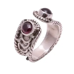 Natural gemstone garnet rings handmade fine jewelry 925 sterling silver rings manufacturer suppliers