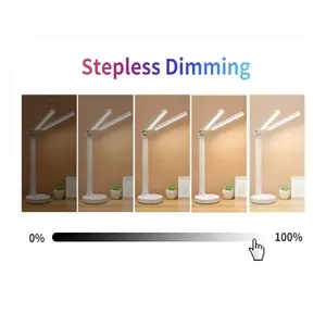 Rechargeable 180 <b>Rotating</b> LED Clock <b>Desk</b> Lamp Dimmable and Night Light Eye Protection Foldable and New USB Made of Plastic - Product Image 5