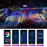 Nueva Lámpara LED para Auto 18 en 1, 14 en 1, 64 Colores, Decoración Interior de Fibra Óptica, Luz Ambiental RGB con Control por Aplicación