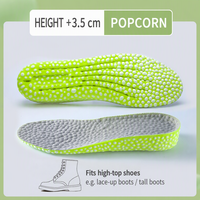 Semelles intérieures rehaussantes discrètes Popcorn PU pour hommes et femmes, haute élasticité, absorption des chocs, anti-transpiration, respirantes pour l'été et le travail