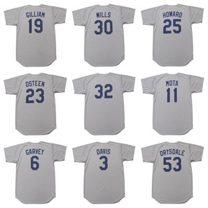 Maillot de baseball rétro des années 90, cousu, tailles S-5XL, DON DRYSDALE, MANNY MOTA, MAURY WILLS, FRANK HOWARD, CLAUDE OSTEEN, JIM GILLIAM - Product Image 1