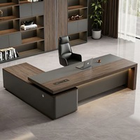 Escritorio Ejecutivo de Diseño Moderno en Forma de L para CEO, Gerente o Director, Muebles de Oficina de Lujo