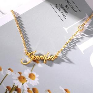 Collana nome personalizzabile alla moda in acciaio inox lettera placcato oro Choker nome personalizzato collana in acciaio inox - Product Image 4