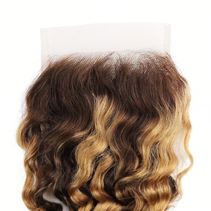 Pelucas de Cabello Humano Virgen Brasileño con Cutícula Alineada, Doble Trama, Ondulado Profundo P4/27, con Cierre de Encaje 4*4, de China para Mujeres - Product Image 6