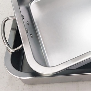 Kitchen Cookware Square Deep Stainless Steel Frying <strong>Pan</strong> With Handle, Chicken <strong>Roaster</strong> Trays for <strong>Turkey</strong> <strong>Roaster</strong> - Product Image 3