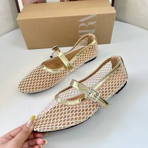 ZA2025 <span class=keywords><strong>Zapatos</strong></span> de Ballet Planos para Mujer Nuevos de Malla Calada de Diseño Europeo y Americano Tendencia de Moda de Verano <span class=keywords><strong>Zapatos</strong></span> de Boca Baja para Mujer - Product Image 3