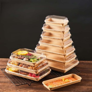 Caja de comida bento de papel reciclable y personalizable, bandeja de sushi biodegradable para llevar, envase de sushi, caja de comida - Product Image 4