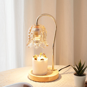 Lampe d'aromathérapie en <span class=keywords><strong>bois</strong></span> massif avec éclairage de nuit électrique Lampe de cire fondante à atmosphère intérieure Source métallique décorative - Product Image 3