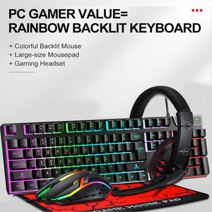 In Stock Wholesale <strong>Prices</strong> 104 Keys RGB Colorful Backlit Gaming Keyboard and <strong>Mouse</strong> Headset Headphone Gaming Combo - Product Image 2
