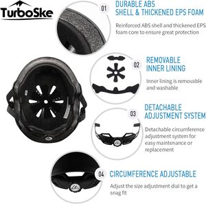 TurboSke Dropshipping 남녀공용 스케이트 보드 BMX 멀티 스포츠 헬멧 남성과 여성을위한 어린이 및 청소년 자전거 헬멧 - Product Image 4