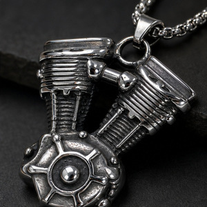 yunnique Motorcycle Engine Pendant Necklace <b>Titanium</b> Steel Men's Fashion Jewelry Gift Geometric Design JD215 - Product Image 3