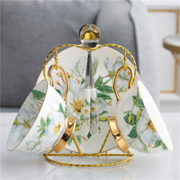 Ensemble tasse à thé et soucoupe de 200ml en porcelaine osseuse écologique de luxe à motif floral vintage européen