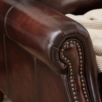 Canapé en cuir de vachette véritable haut de gamme, style Chesterfield classique, ensemble de canapés pour salon, hôtel, bar, bureau, mobilier de bâtiment