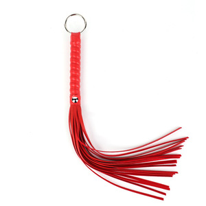 Fouet en cuir noir et rouge, petite taille, pour entraînement SM, préliminaires, outil de stimulation, équipement de bondage pour adultes - Product Image 5