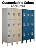 Armoire de rangement robuste STORION, assemblée, personnalisable en couleur et taille, casier en acier à 3 niveaux avec 9 portes pour salle de sport, école, bureau