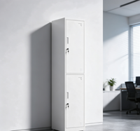 Casier métallique à 2 niveaux, armoire de rangement en acier à 2 portes avec clés, casier vertical pour salle de sport ou vestiaire de travail