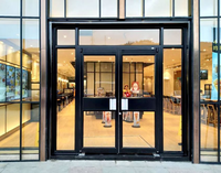 Porte d'entrée double battante en aluminium KFC moderne avec isolation thermique et étanchéité pour usage commercial