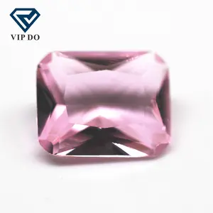 Rectangle octagon cut pink color crystal glass loose gemstones octagon shape glass crystal gems synthetic K9 glass gemstones