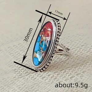 Anello a sigillo lungo ovale effetto marmo da donna, accessorio vintage di tendenza per tutti i giorni e feste - Product Image 4